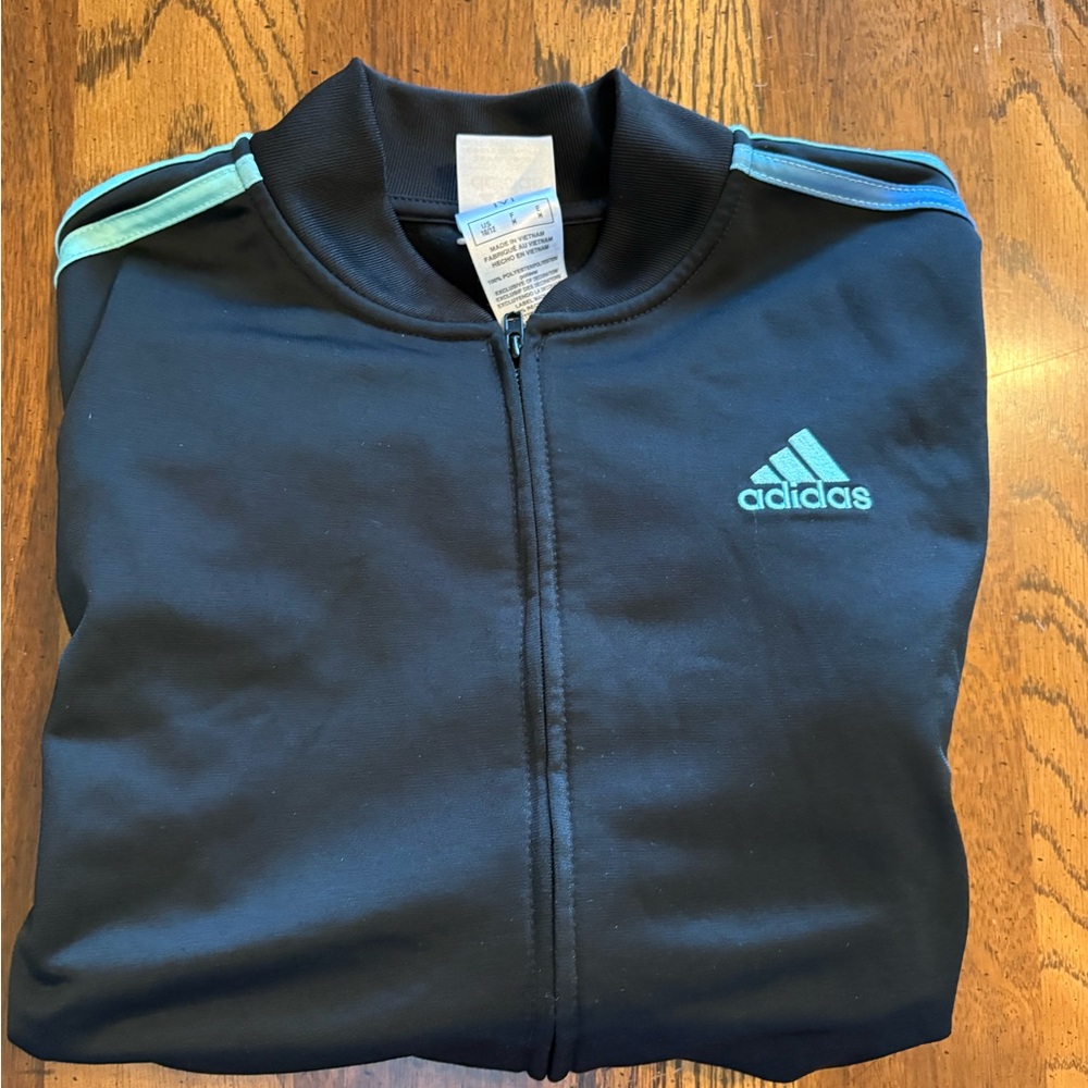 adidas Black Jacket with Teal Accents